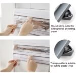 4-in-1 Wall Mounted Kitchen Wrap Dispenser – Paper Hanger, Cling Film, Foil, and Towel Holder with Cutter & Storage Rack