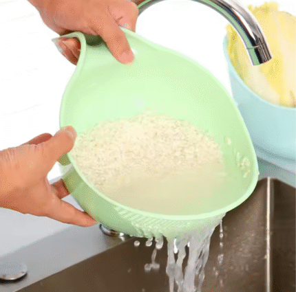 Handheld Rice Washing Brush – BPA-Free Plastic Kitchen Rinsing Tool for Easy & Safe Rice Prep