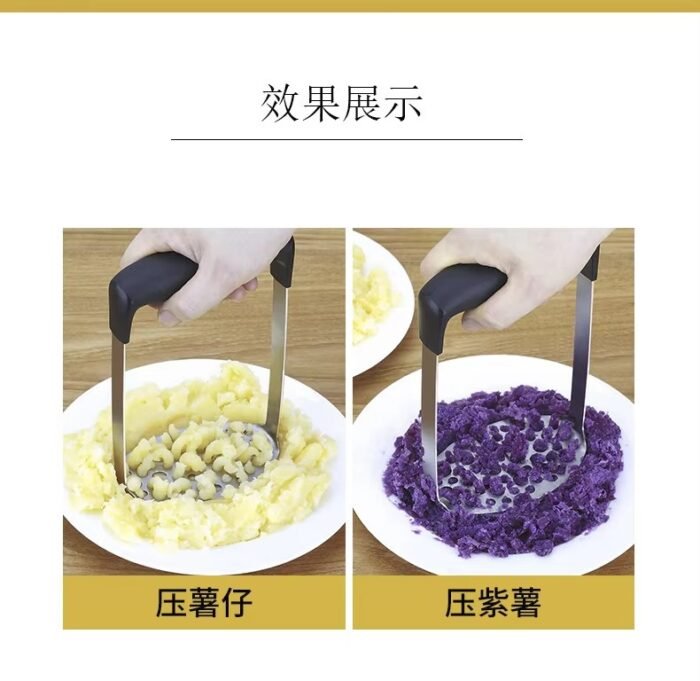 Heavy-Duty Stainless Steel Potato Masher – Manual Handheld Vegetable Crusher & Kitchen Mashing Tool