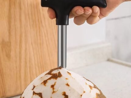 Manual Young Coconut Opener Tool – Stainless Steel Hole Drilling Cutter with Plastic Handle