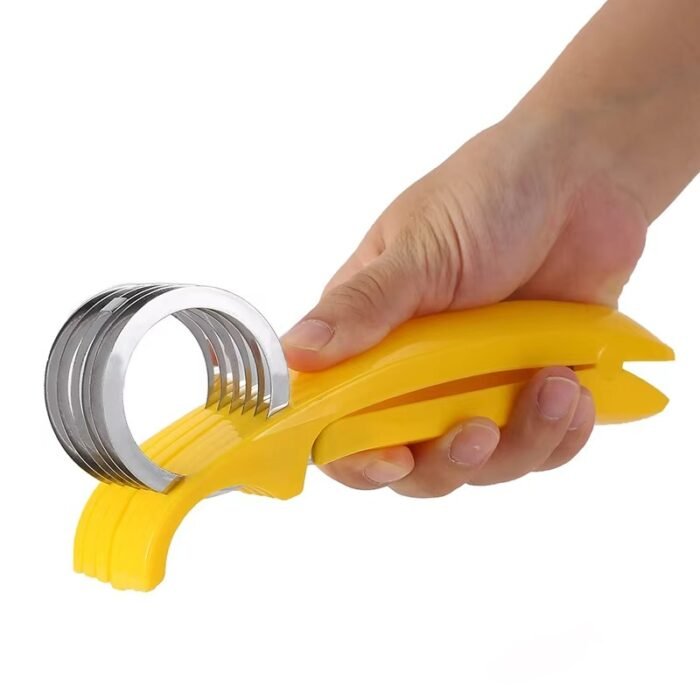 Multi-Function Fruit & Sausage Slicer – Stainless Steel Banana, Ham & Veggie Cutter for Quick Salads
