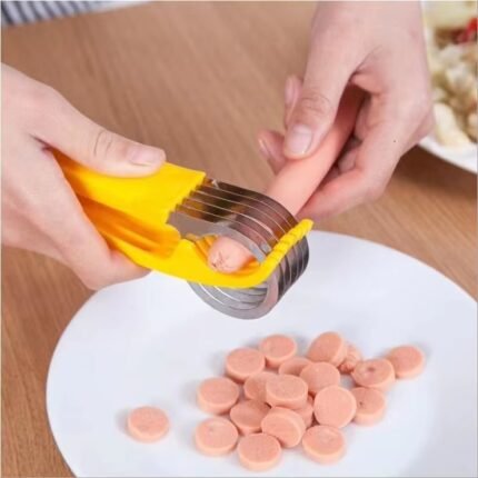 Multi-Function Fruit & Sausage Slicer – Stainless Steel Banana, Ham & Veggie Cutter for Quick Salads