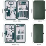 18pcs stainless steel manicure pedicure grooming kit blackish green UAE
