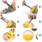 Stainless Steel Pineapple Corer & Slicer – Manual Fruit Core Remover, Cutter & Peeler Tool