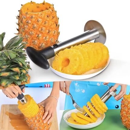 Stainless Steel Pineapple Corer & Slicer – Manual Fruit Core Remover, Cutter & Peeler Tool