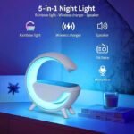 Table Lamp with Wireless Charger Ambient Lighting with Bluetooth Speakers