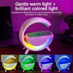 Table Lamp with Wireless Charger Ambient Lighting with Bluetooth Speakers