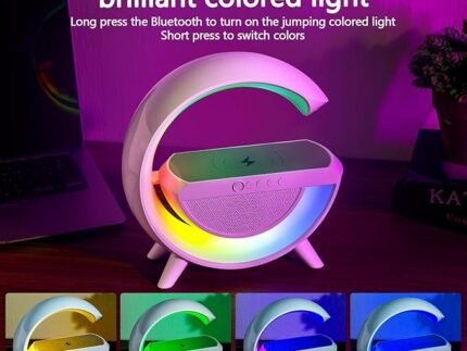 Table Lamp with Wireless Charger Ambient Lighting with Bluetooth Speakers