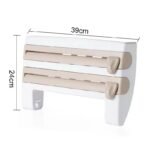4-in-1 Wall Mounted Kitchen Wrap Dispenser – Paper Hanger, Cling Film, Foil, and Towel Holder with Cutter & Storage Rack