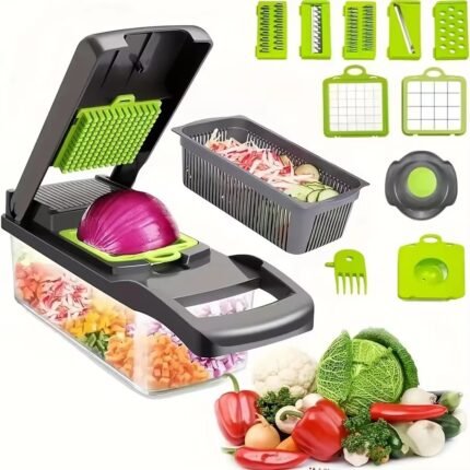 16-in-1 Multifunctional Vegetable Cutter & Chopper – Mandoline Slicer, Onion Dicer, Kitchen Tool Set