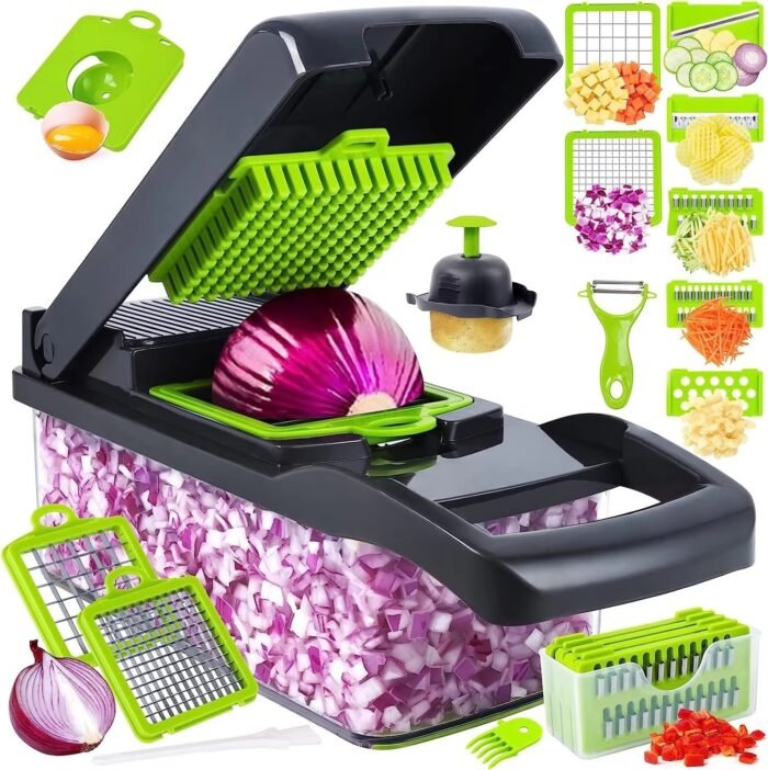 16-in-1 Multifunctional Vegetable Cutter & Chopper – Mandoline Slicer, Onion Dicer, Kitchen Tool Set