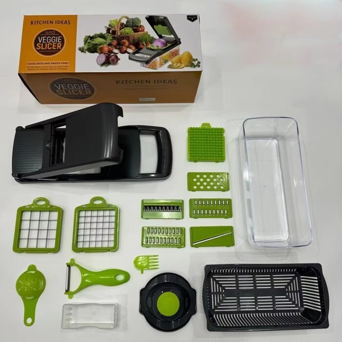 16-in-1 Multifunctional Vegetable Cutter & Chopper – Mandoline Slicer, Onion Dicer, Kitchen Tool Set