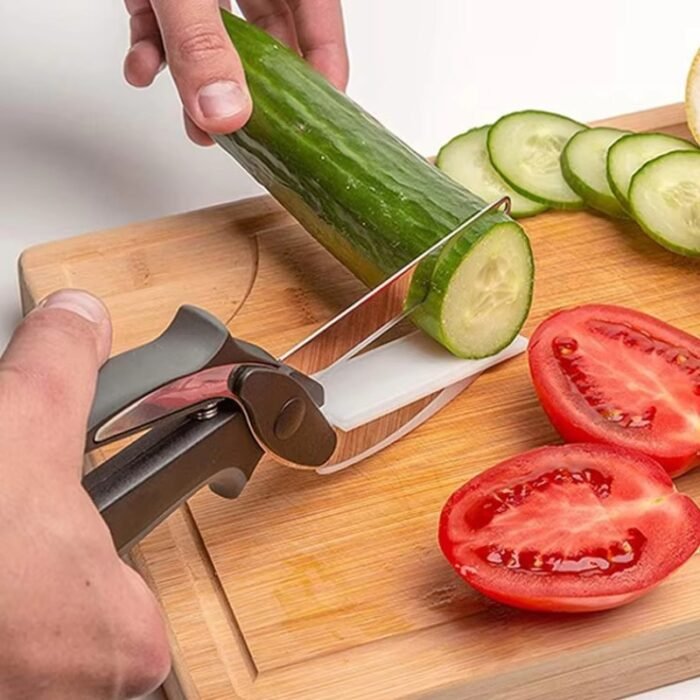 2-in-1 Stainless Steel Smart Scissors with Cutting Board – Kitchen Chopper Tool