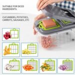 22-in-1 Multipurpose Hand-Press Vegetable Chopper – Compact Mandoline Cutter with Storage Container