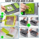 22-in-1 Multipurpose Hand-Press Vegetable Chopper – Compact Mandoline Cutter with Storage Container