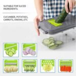22-in-1 Multipurpose Hand-Press Vegetable Chopper – Compact Mandoline Cutter with Storage Container