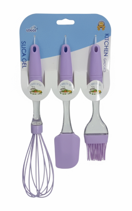3-Piece Baking Tool Set – Whisk, Silicone Spatula & Oil Brush – Heat Resistant Kitchen Gadgets