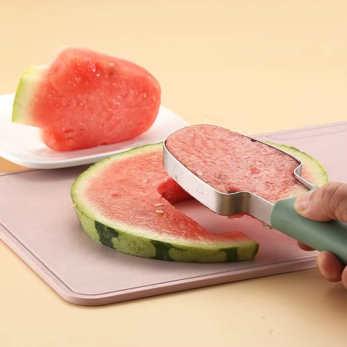 3-in-1 Stainless Steel & Plastic Watermelon Slicer, Cutter & Fork – Multifunctional Fruit Serving Tool