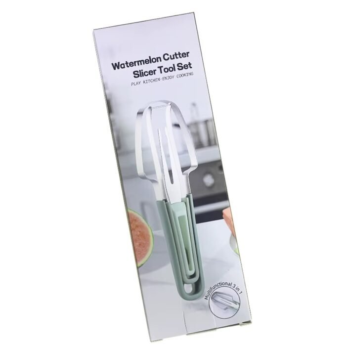 3-in-1 Stainless Steel & Plastic Watermelon Slicer, Cutter & Fork – Multifunctional Fruit Serving Tool
