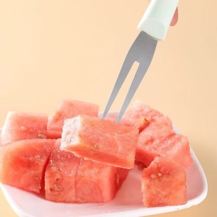 3-in-1 Stainless Steel & Plastic Watermelon Slicer, Cutter & Fork – Multifunctional Fruit Serving Tool