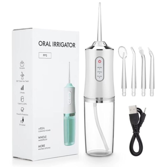 4-in-1 Cordless Water Flosser with Adjustable Modes, 220 ml Detachable Tank & Type-C Charging