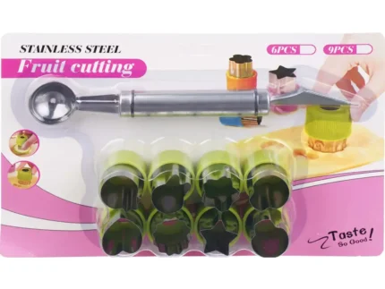9-Piece Stainless Steel Fruit Shaping Cutter Set with Scooper – Fun Decorative Fruit & Veggie Tools