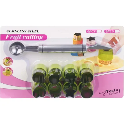9-Piece Stainless Steel Fruit Shaping Cutter Set with Scooper – Fun Decorative Fruit & Veggie Tools