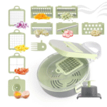 9-in-1 Multi-Function Vegetable Chopper & Slicer with Draining Basket – Onion, Potato, and Fruit Dicer