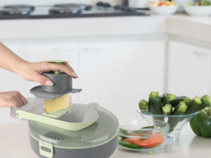 9-in-1 Multi-Function Vegetable Chopper & Slicer with Draining Basket – Onion, Potato, and Fruit Dicer