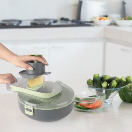 9-in-1 Multi-Function Vegetable Chopper & Slicer with Draining Basket – Onion, Potato, and Fruit Dicer