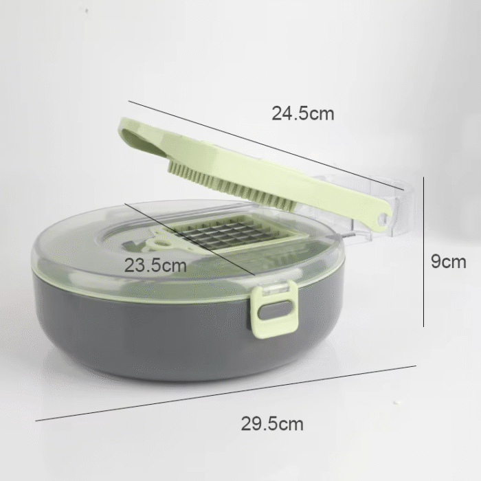 9-in-1 Multi-Function Vegetable Chopper & Slicer with Draining Basket – Onion, Potato, and Fruit Dicer