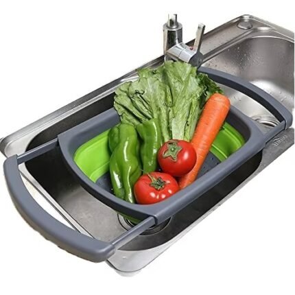 Adjustable Collapsible Over-the-Sink Strainer & Colander with Extendable Handles – Space-Saving Kitchen Draining Basket