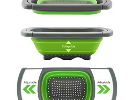 Adjustable Collapsible Over-the-Sink Strainer & Colander with Extendable Handles – Space-Saving Kitchen Draining Basket