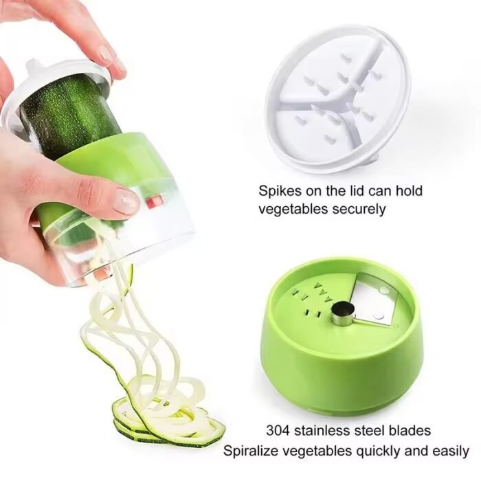 Adjustable Spiral Vegetable Cutter & Grater – Portable Cucumber, Potato, and Carrot Spiral Slicer Kitchen Gadget
