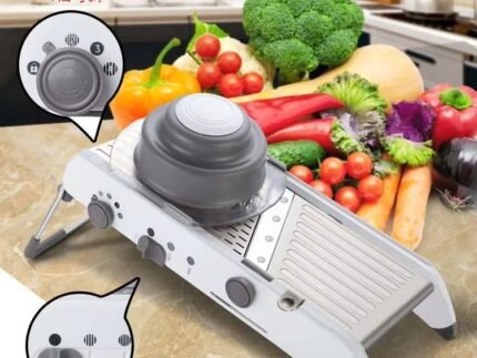 Adjustable Stainless Steel Mandoline Slicer – Manual Vegetable & Fruit Cutter for Onion, Potato, Tomato, Cucumber