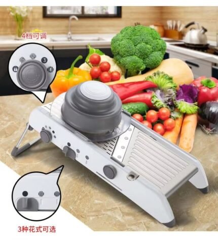 Adjustable Stainless Steel Mandoline Slicer – Manual Vegetable & Fruit Cutter for Onion, Potato, Tomato, Cucumber