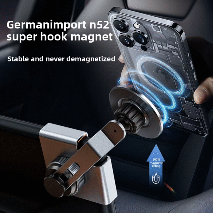 Aluminum Alloy Magnetic Car Phone Holder – Waterproof Floating Screen Mount for Dashboard & Windshield