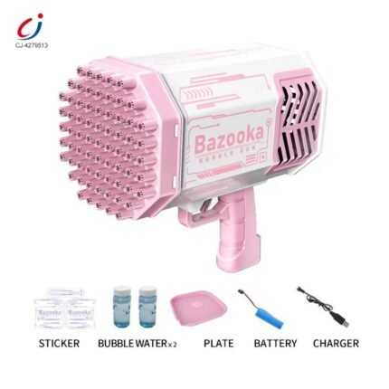 Automatic USB-Powered Rocket Bubble Gun – 69-Hole Blast Light-Up Bubble Machine Toy for Kids Outdoor Fun