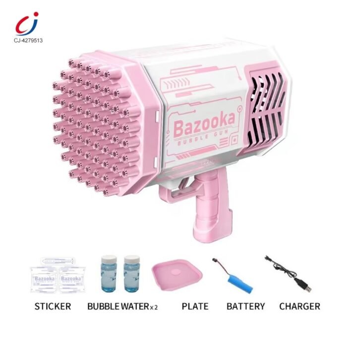 Automatic USB-Powered Rocket Bubble Gun – 69-Hole Blast Light-Up Bubble Machine Toy for Kids Outdoor Fun