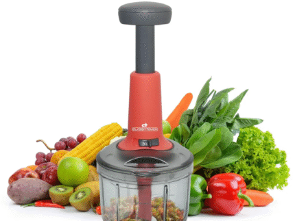 Classy Touch Manual Sprint 1000ML Hand-Press Food & Vegetable Chopper with Lock/Unlock System – Red & Black
