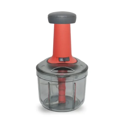 Classy Touch Manual Sprint 1000ML Hand-Press Food & Vegetable Chopper with Lock/Unlock System – Red & Black