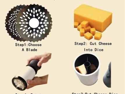 Manual Rotary Cheese Chopper – Kitchen Gadget with 2 Grater Drums, Metal Butter Mill, and Cheese Slicer