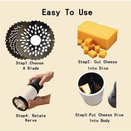 Manual Rotary Cheese Chopper – Kitchen Gadget with 2 Grater Drums, Metal Butter Mill, and Cheese Slicer