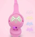 Cute Cat Ear Wired Headphones with LED Lights – Stereo Sound for Kids & Teens