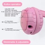 Cute Cat Ear Wired Headphones with LED Lights – Stereo Sound for Kids & Teens