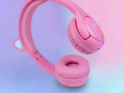 Cute Cat Ear Wired Headphones with LED Lights – Stereo Sound for Kids & Teens