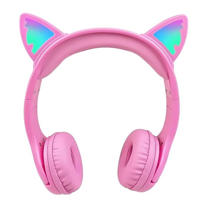 Cute Cat Ear Wired Headphones with LED Lights – Stereo Sound for Kids & Teens