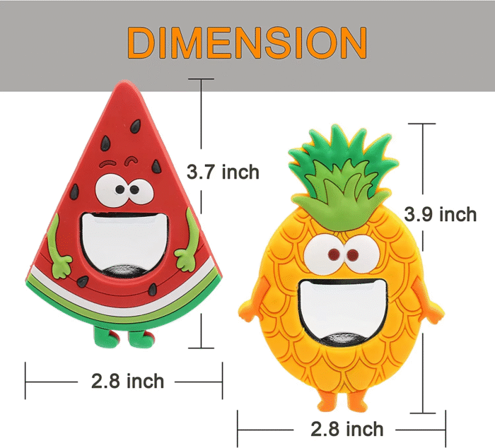Cute Pineapple & Watermelon Bottle Opener with Fridge Magnet – Kitchen Décor & Beer Cap Opener