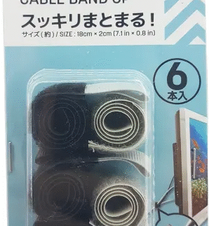 Daiso Cable Band 6-Pack – Reusable Hook & Loop Cord Organizer Straps