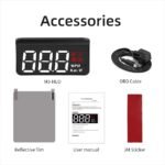 Digital Car HUD Speed Display with Non-Slip Dashboard Sun Cover